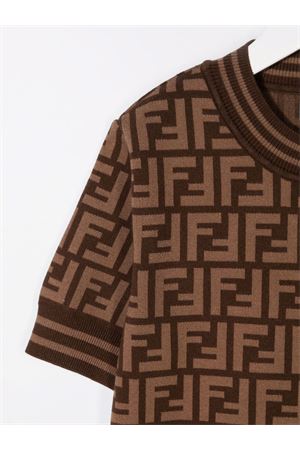 brown viscose tshirt FENDI KIDS | JFG069AEYDF15B6